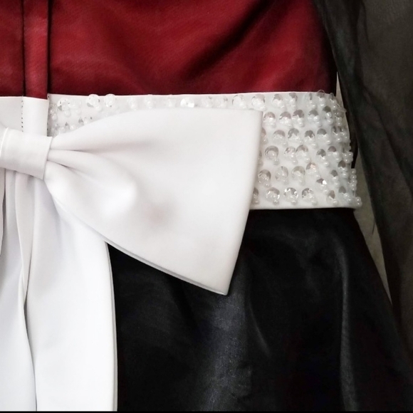 Custom Black & Red Chiffon Dress ✦ Girls 6 ✦ Handmade Roses Sparkle Sash Formal - Picture 3 of 16